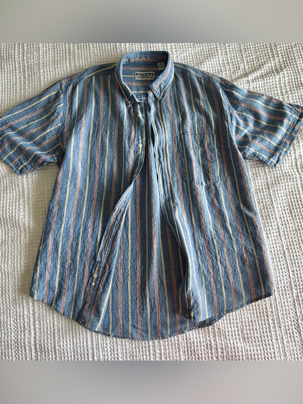 Men’s  Linen/Cotton Blend Short Sleeve Button-Up Lightweight Summer shirt